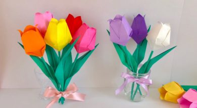 折り紙チューリップ　Origami Tulip