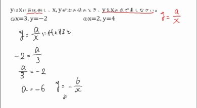 【中1数学　10-4】反比例の式をもとめる