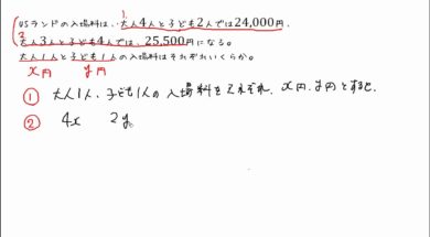 【中2数学　02-10】連立方程式の文章題（人数と代金）