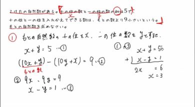 【中2数学　03-3】連立方程式の文章題（２けたの自然数）