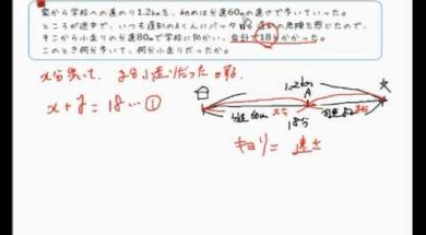 【中2数学　03-4】連立方程式の文章題（速さ①）