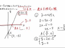 【中2数学　05-3】 一次関数と軸の交点