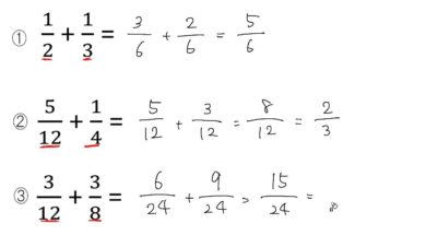 【小学校５年算数　5-6】分数の足し算、引き算（通分あり）