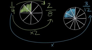 分母を同じにする: 1/4 と 5/6