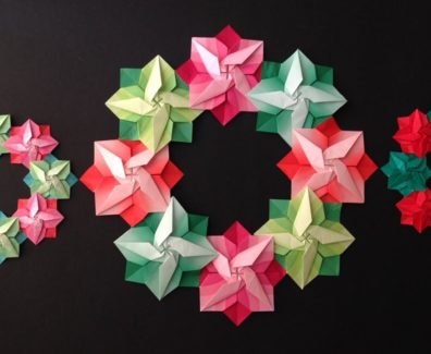 折り紙 クリスマスリース ポインセチアの折り方 Origami Christmas wreath Poinsettia tutorial（niceno1）