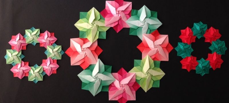 折り紙 クリスマスリース ポインセチアの折り方 Origami Christmas wreath Poinsettia tutorial（niceno1）