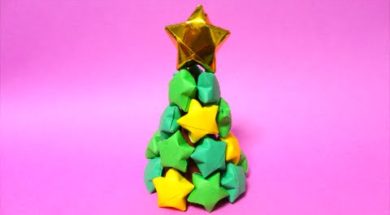 折り紙で星がいっぱいのクリスマスツリー /Origami Christmas tree with star